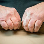 John Higgins at work in his studio 2018